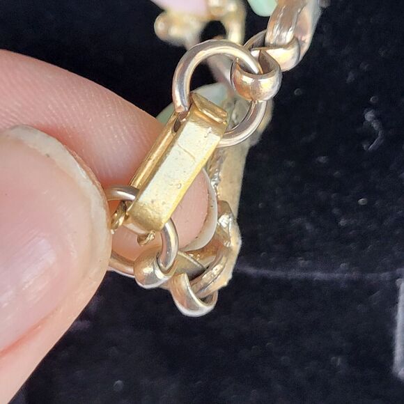 Vintage 60 Demi Parure Necklace and Bracelet set Flower with Pastel Stones - Picture 4 of 4